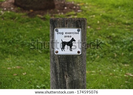 A dog exercise area sign in Australia.