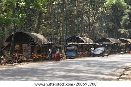 DAMBULLA, SRI LANKA - FEBRUARY 14: Traditional roadside stalls selling local teas near Dambulla, Sri Lanka on the 14th February, 2014.
