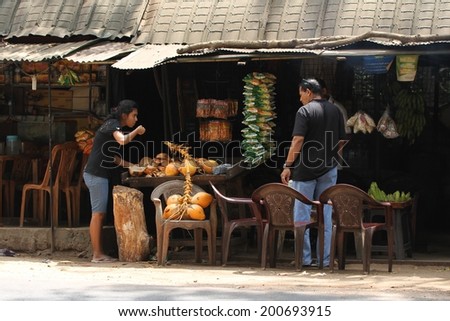 DAMBULLA, SRI LANKA - FEBRUARY 14: Traditional roadside stalls selling local teas near Dambulla, Sri Lanka on the 14th February, 2014.