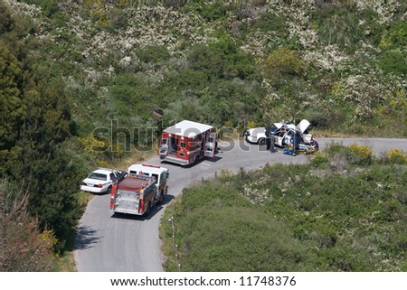 Emergency crews at a bike accident
