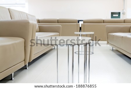 Public Seat on White Floor