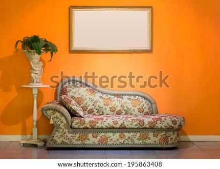 luxurious sofa and furniture in the orange room