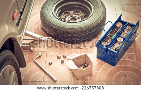 Remove, Install, replace Wheel tire nut for car & vehicle service concept