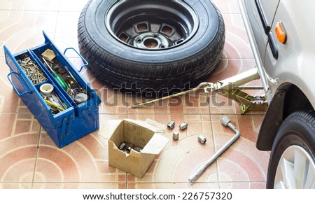 Remove, Install, replace Wheel tire nut for car & vehicle service concept