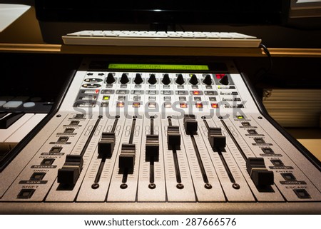 digital music studio mixer for recording or radio / tv broadcast background