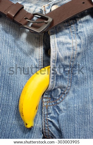 banana & jeans for sex problem, erectile dysfunction concept