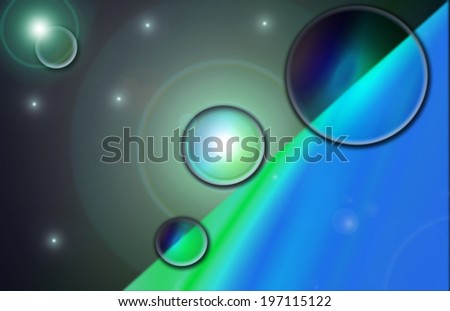black and blue background with light and bubbles