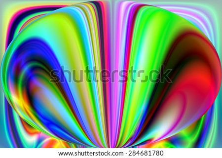 Abstract oval with rainbow lines
