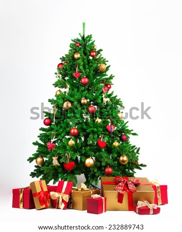Christmas tree with many presents under it Christmas tree with many presents under it