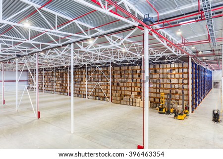 New Large modern storehouse with some goods