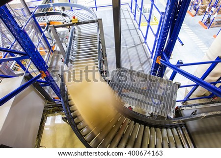 Conveyor belt in a modern warehouse