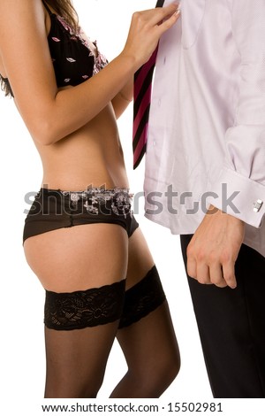 stock photo Pretty woman undress handsome guy adult