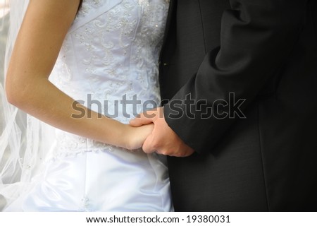 The groom and the bride - a hand in a hand
