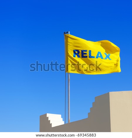 Yellow flag with a word \