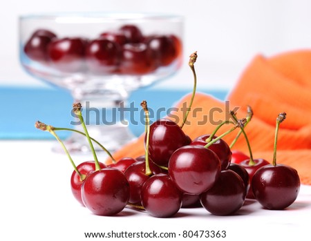 Still life with cherry in glass bowl