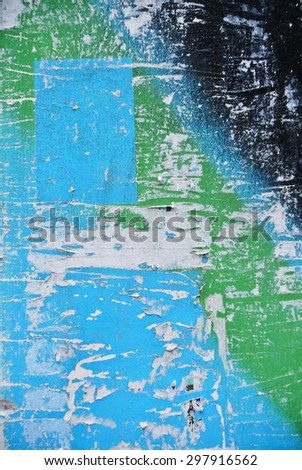 Photograph of urban random collage background or paper texture