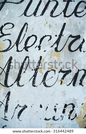 Photograph of typography texture on hand painted lettering sign