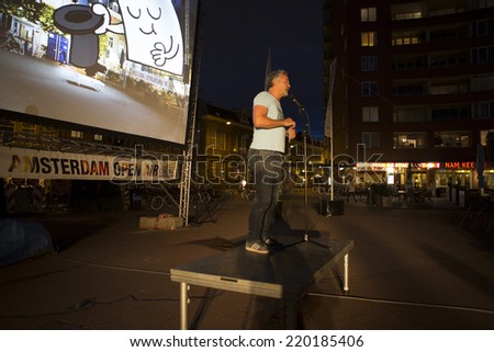 Amsterdam, The Netherlands - august 20 2014:  open air screening of Mexican film Paraiso, Marie Heinekeinplein, World Cinema Amsterdam festival, a world film festival held from 14 to 24/08/2014