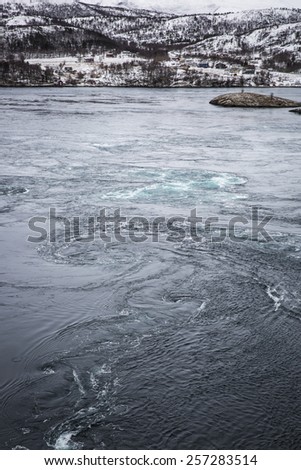Whirlpools of the maelstrom of Saltstraumen, Nordland, Norway