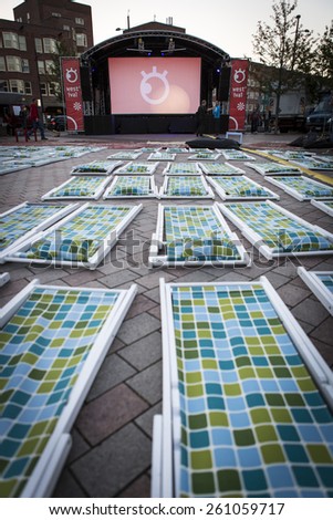 Amsterdam, The Netherlands, 12-14 September 2014, at West\'ival, a free open air Cinema and culture festival on Mercatorplein. preparation before the screening