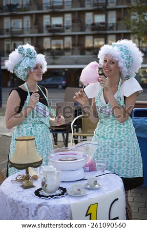 Amsterdam, The Netherlands, 12-14 September 2014, at West\'ival, a free open air Cinema and culture festival on Mercatorplein. getting candy floss before the screening