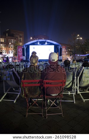 Amsterdam, The Netherlands, 12 September 2014, at West\'ival, a free open air Cinema and culture festival on Mercatorplein. spectator during the screening
