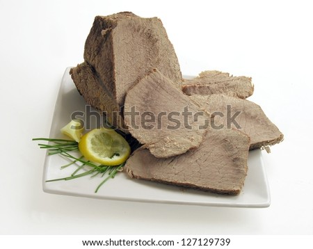 boiled beef meat as dinner or lunch meal