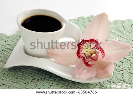 coffee and pink orchid