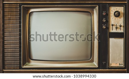 Close up old TV screen. Vintage retro television style
