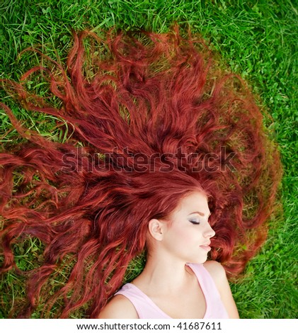 red hair model
 on Young Pretty Girl With Red Hair Lying On Grass Stock Photo 41687611 ...