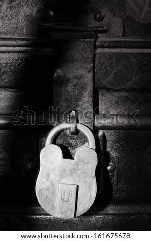 black and white lock padlock on box