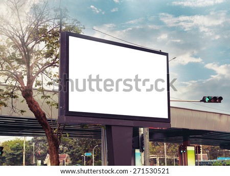 blank advertising billboard at road , vintage color