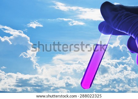 science test tube with sky background