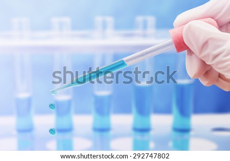 chemistry dropper for researching at science lab , pharmaceutical concept background