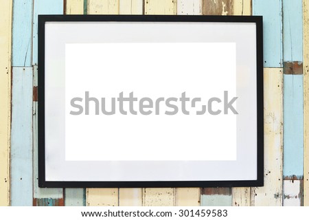 wooden frame on vintage wooden wall