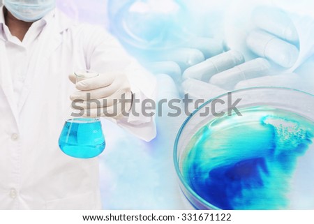 medical research product at laboratory blur background
