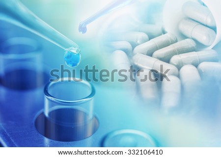 medicine product research at science lab blur background