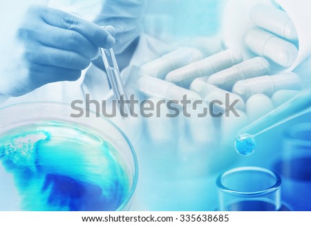 medicine research at science lab , pharmaceutical background