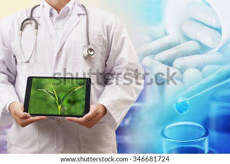 natural herbal medicine research product background