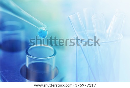 chemistry research at science lab blur background , vaccine discovery concept