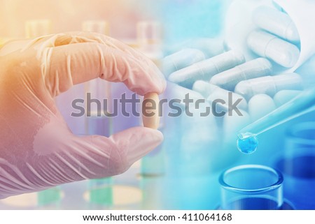 medicine research discovery product concept , pharmaceutical background