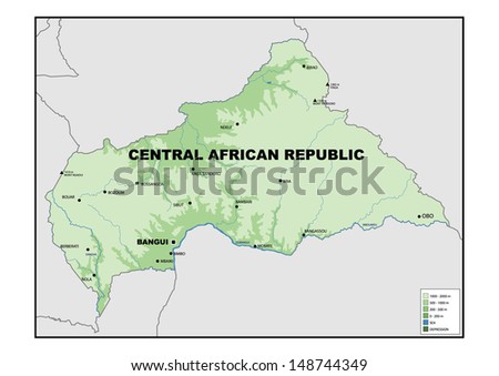 Physical map of Central African Republic