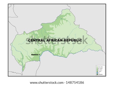 Physical map of Central African Republic