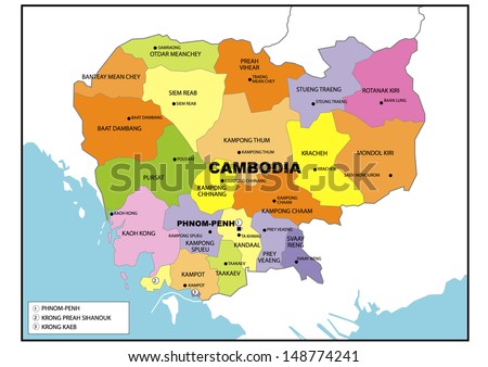 Political map of Cambodia