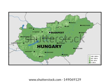 Physical map of Hungary