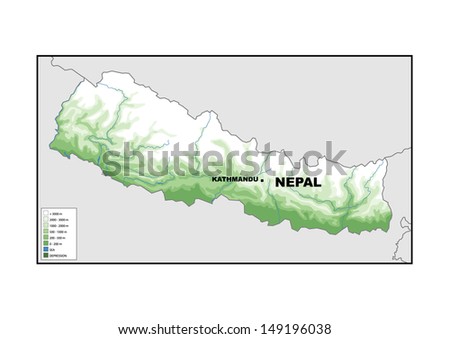 Physical map of Nepal