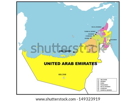 Administrative map of United Arab Emirates