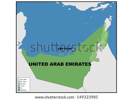Physical map of United Arab Emirates