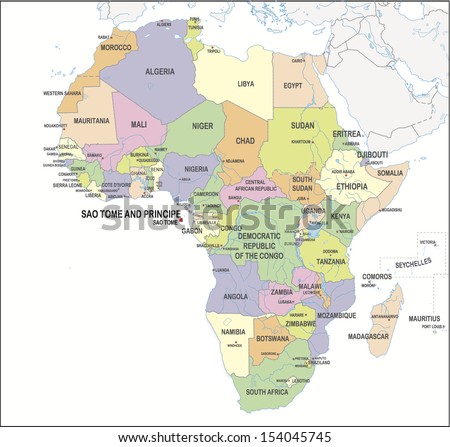 Continental map of Africa with a specific country proposed