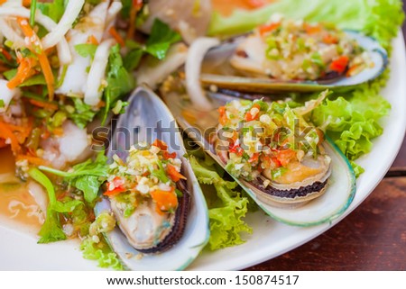 Thailand food salad shells.